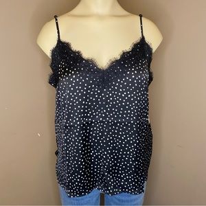 NWT Nordstrom BP. Lace Black Sketchy Dot Tank Top Camisole Size Medium